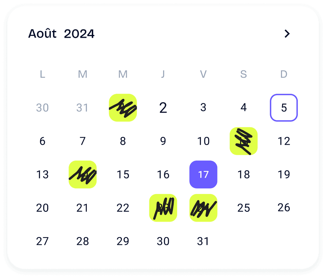 Agenda des disponibilités de Benjamin Le Guen